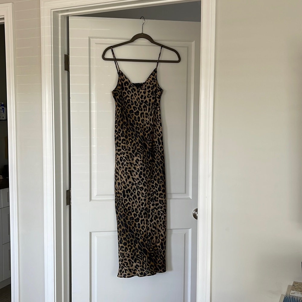 All Saints silk leopard slip dress